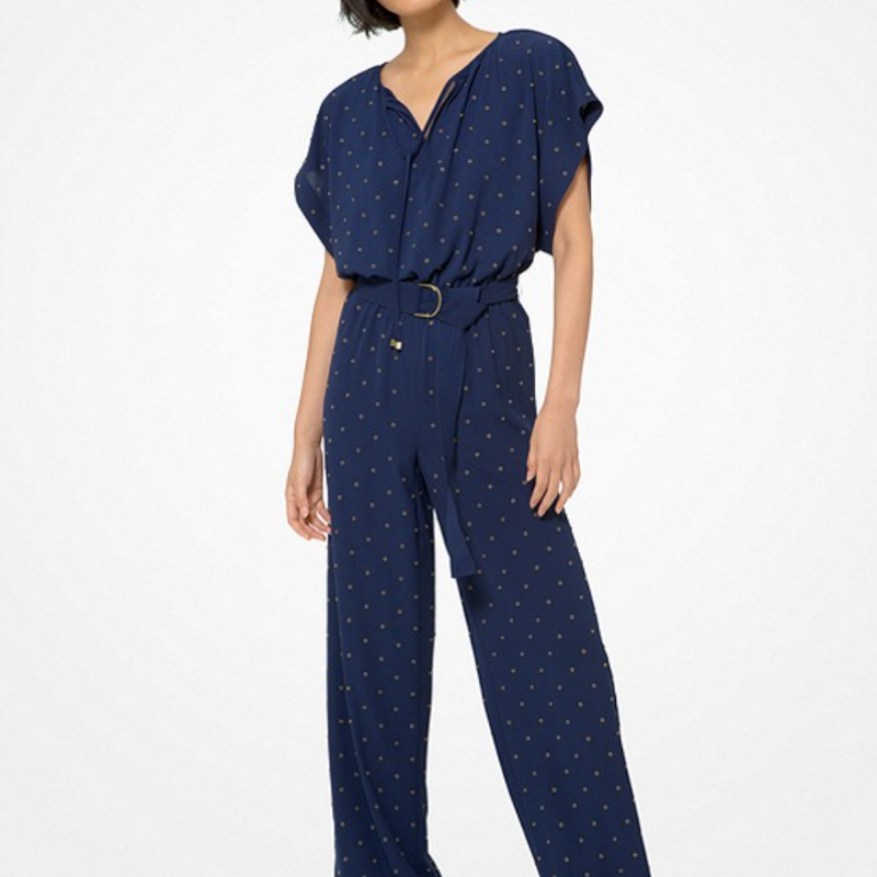 Navy jumpsuit with metallic grommets from Michael Kors