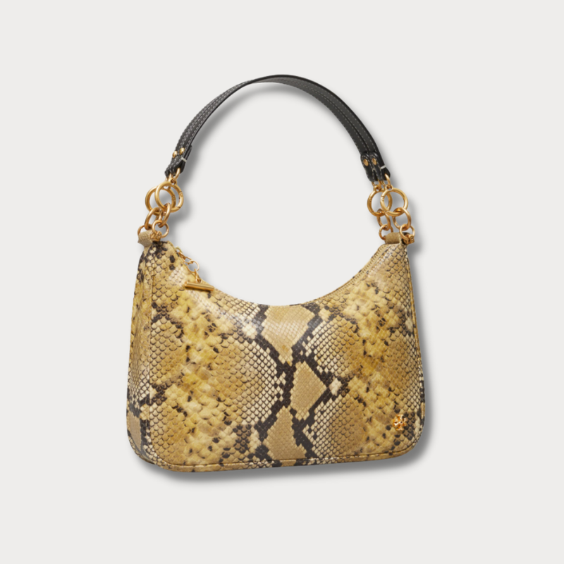 Yellow snake skin print handbag from Tory Burch
