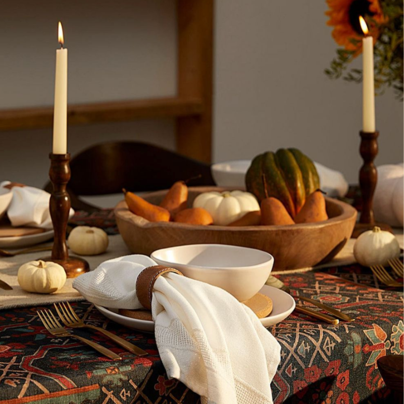 Fall themed tablescape with brown and orange colour scheme from Simons