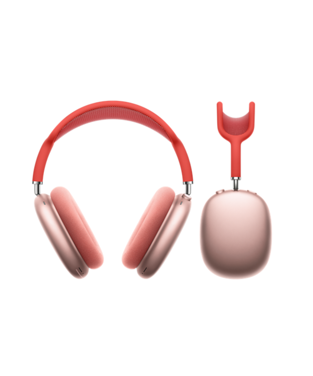 Apple airpod max headphones in orange.