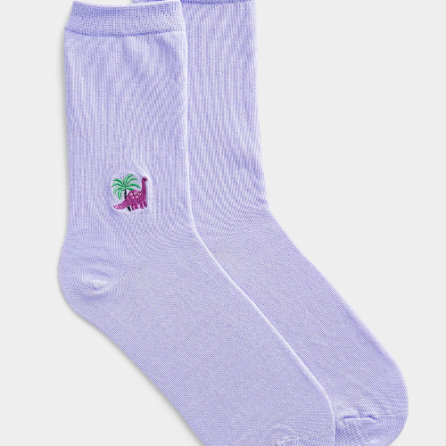 Purple embroidery socks
