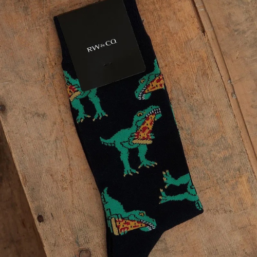 Dino eating pizza socks