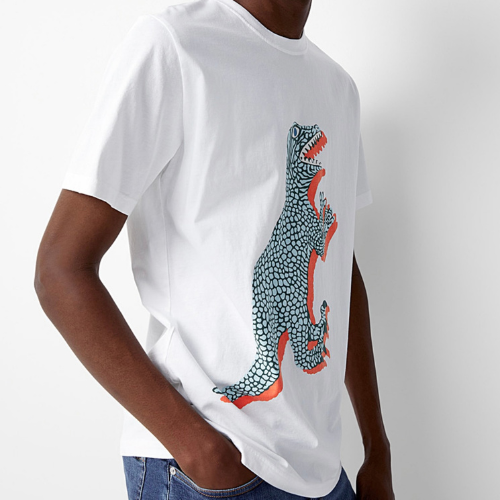 white dinosaur shirt