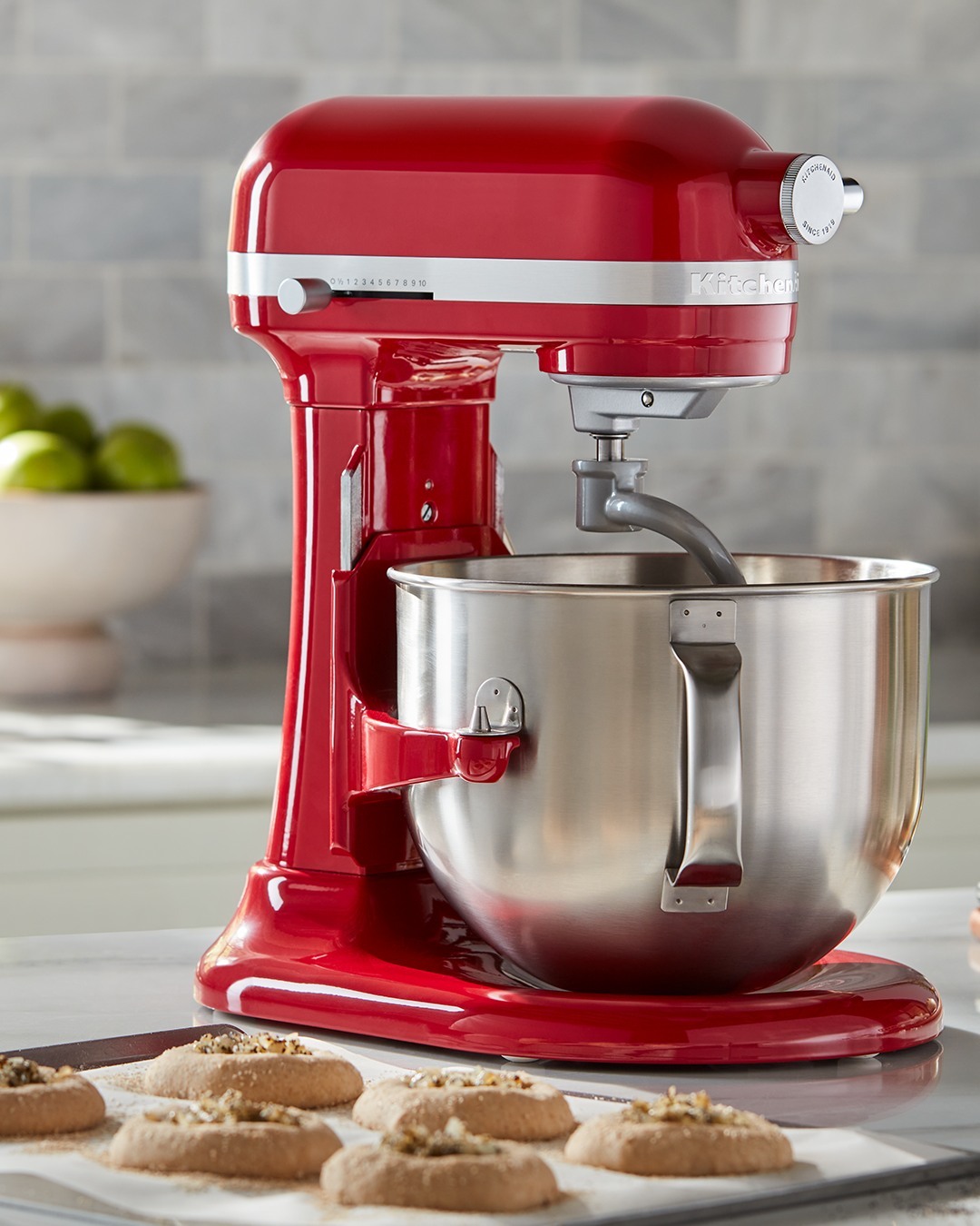 image of a red kitchenaid mixer