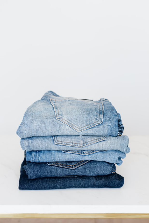 Stack of jeans at Levi's