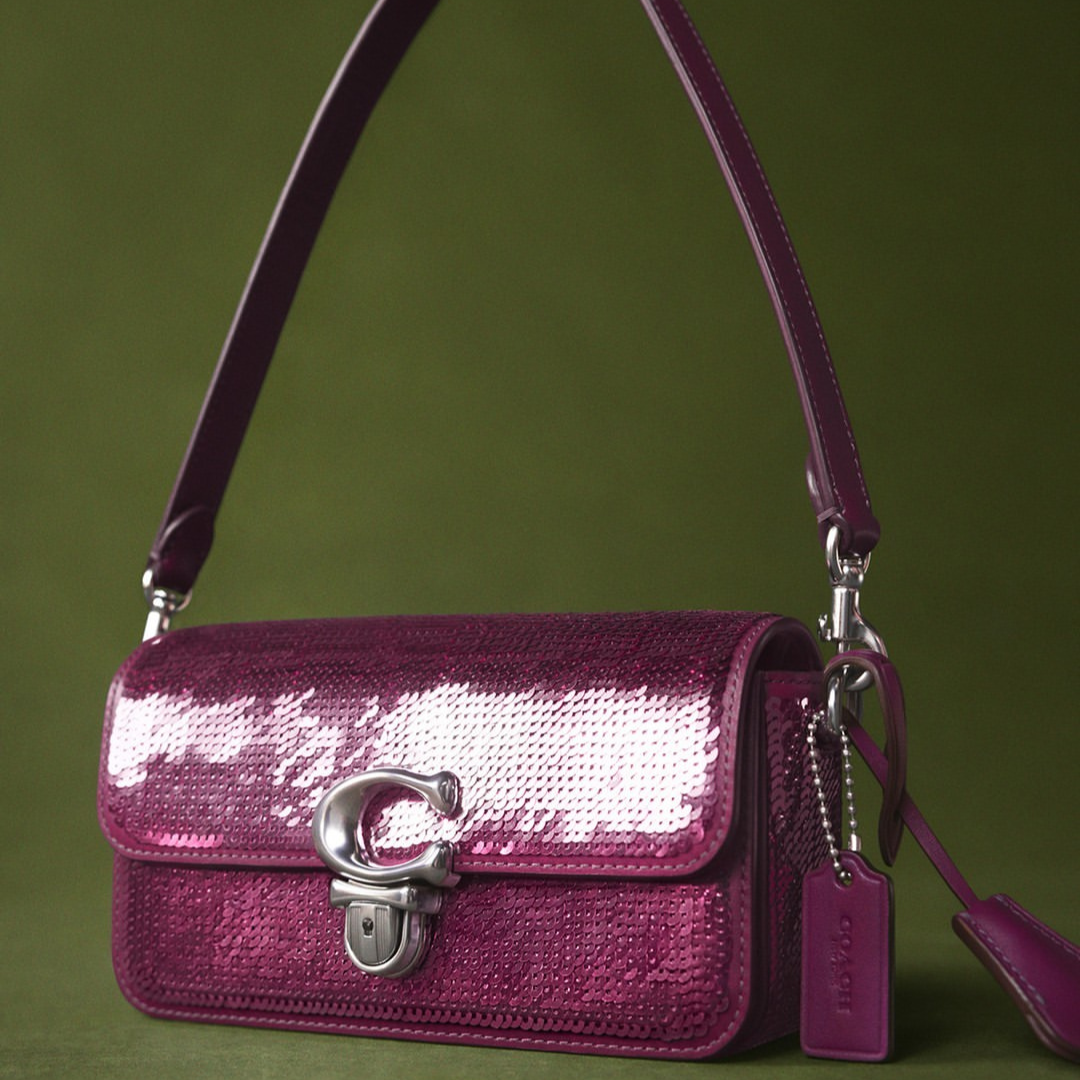 A purple sequined purse