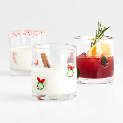 Three holiday themed drinking glasses