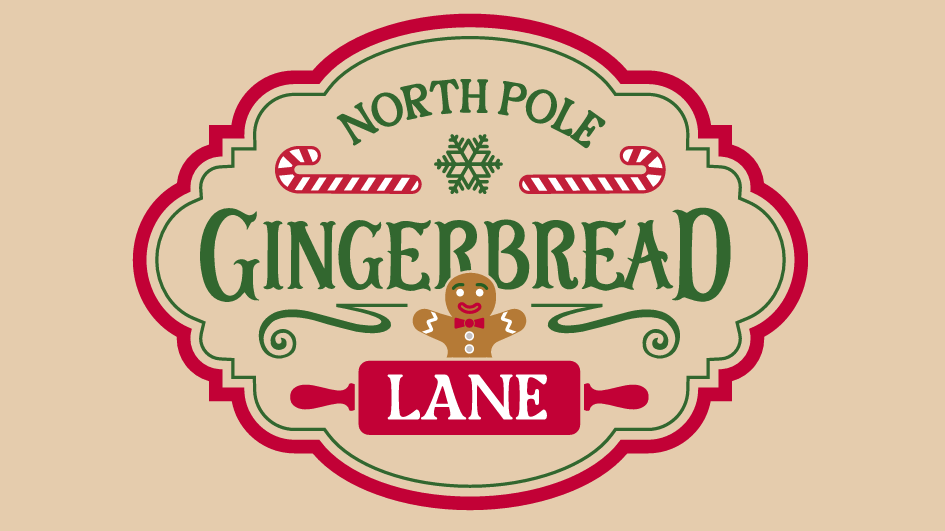 Square one Santa Gingerbread Lane logo 2023