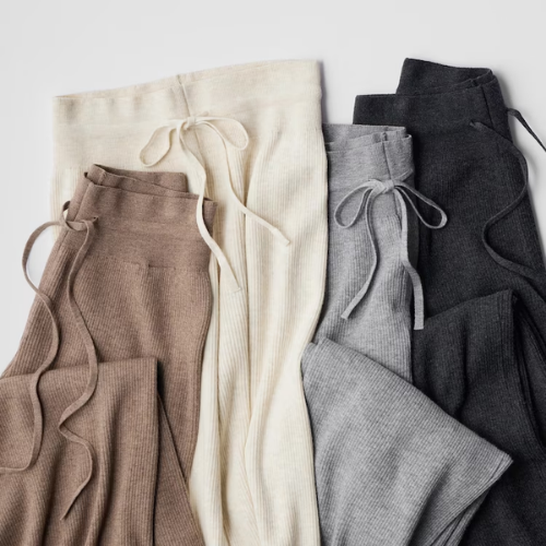 Four pairs of loungewear pants with drawstrings