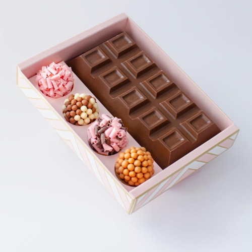 A pink box of chocolates