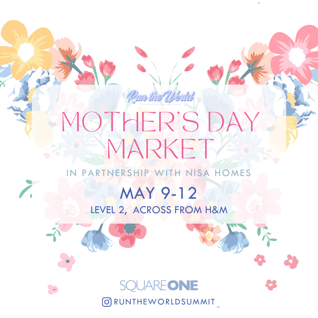 Mother's Day Market promotional poster with a floral background