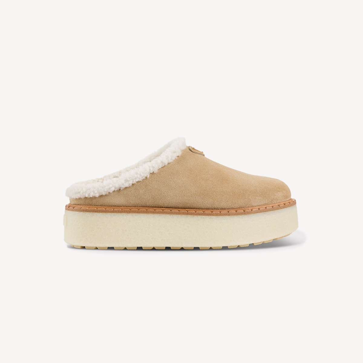 Camel-coloured platform slippers