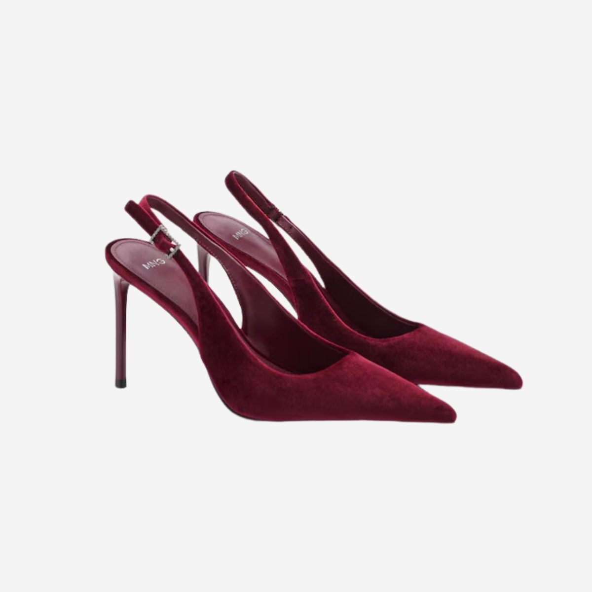 Maroon, velvet heeled shoes