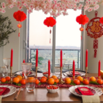 A festively decorated dining area for Lunar New Year.