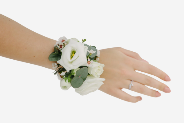 A white floral corsage.