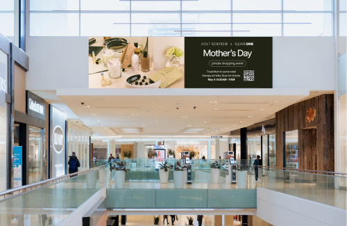A digital video wall in Square One Shopping Centre.