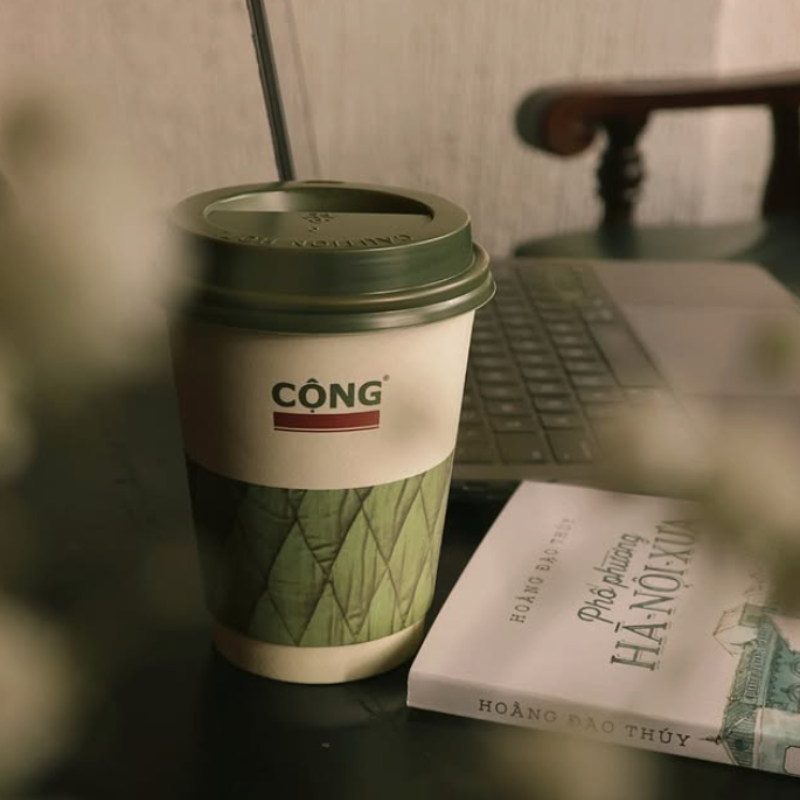 A coffee cup from Cong Caphe
