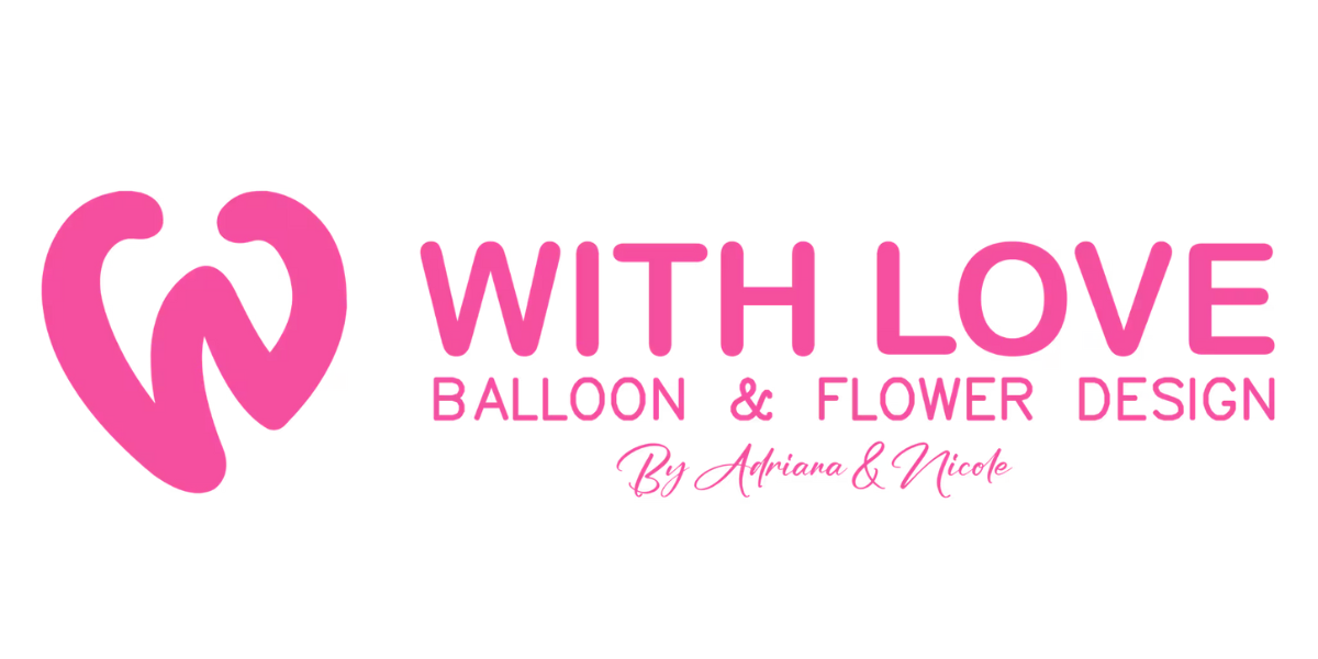 With Love Balloon & Flower Design logo