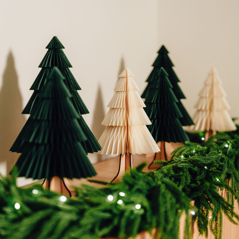 Festive holiday paper tree decor.