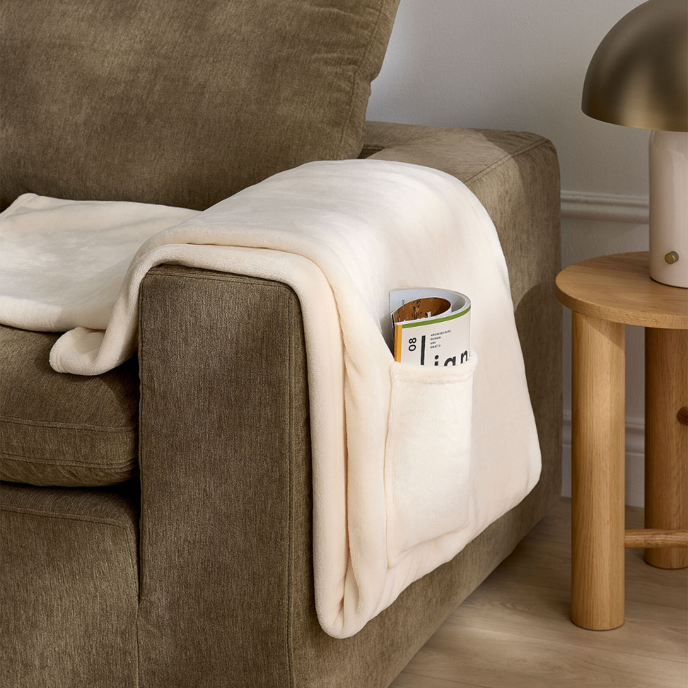 A throw blanket on a couch