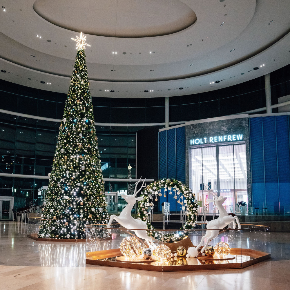 Holiday Decor in Square One's Grand Rotunda